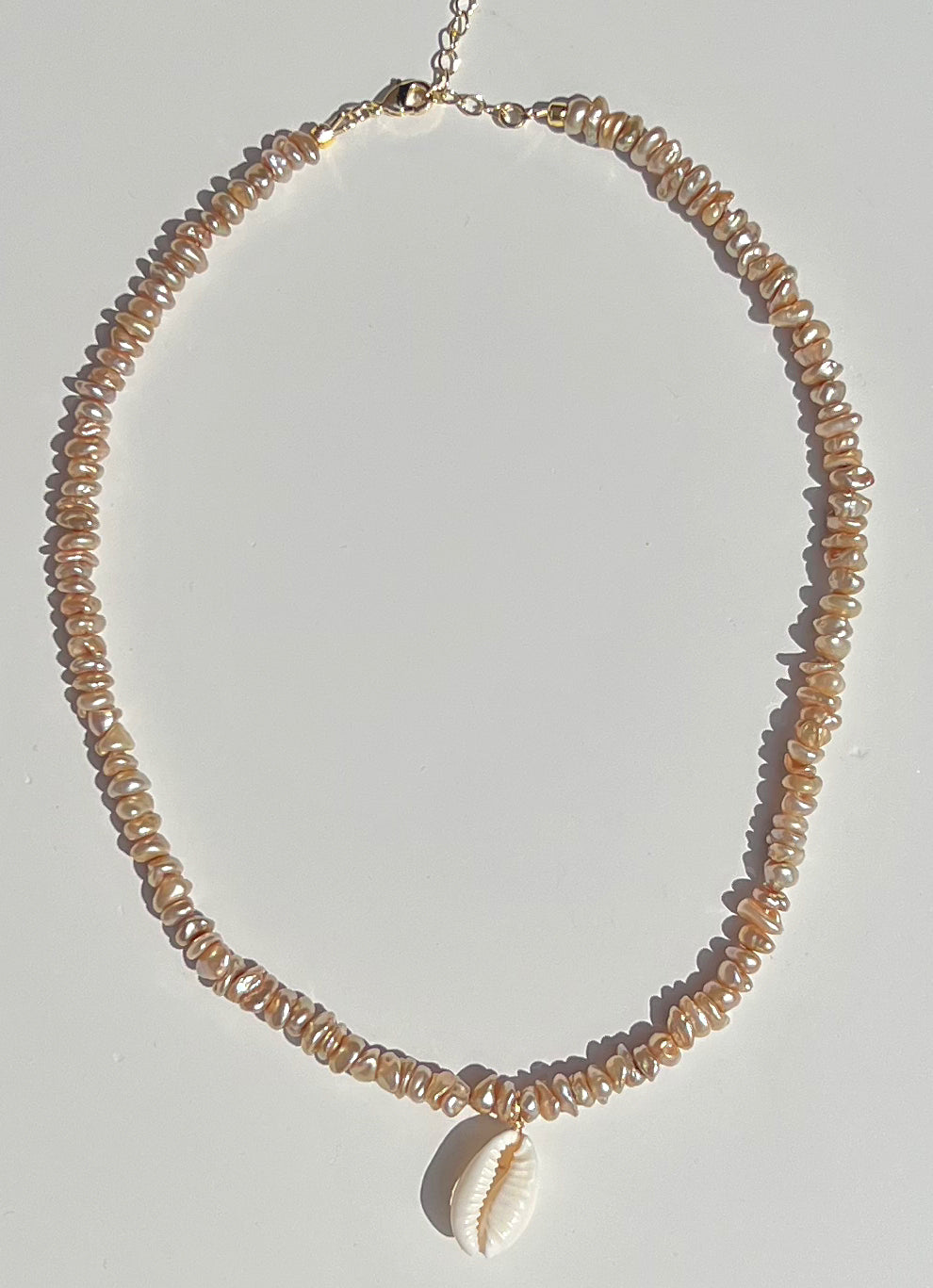 Champagne Chip Pearl & Shell Pendant Necklace