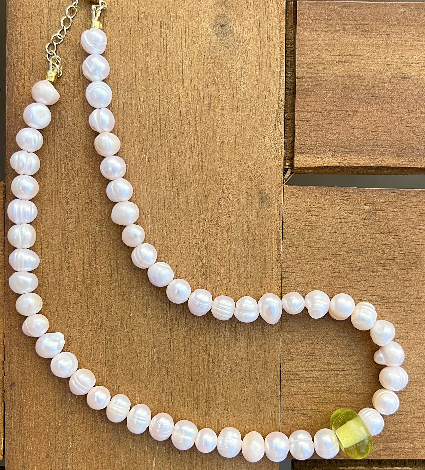 Pearl & Green Pendant Necklace