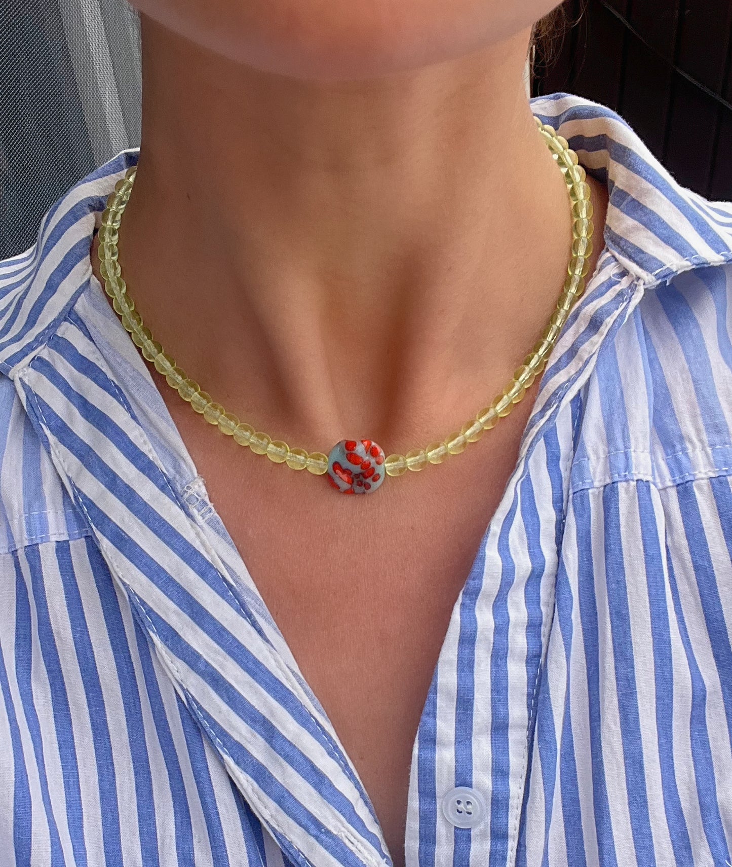 Neon Green Beaded Necklace