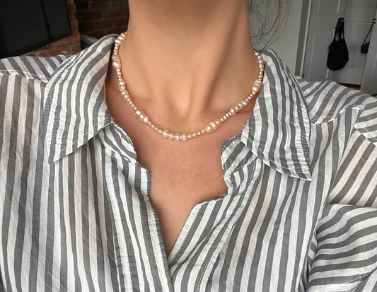 Pale Pink Irregular Freshwater Pearl Necklace
