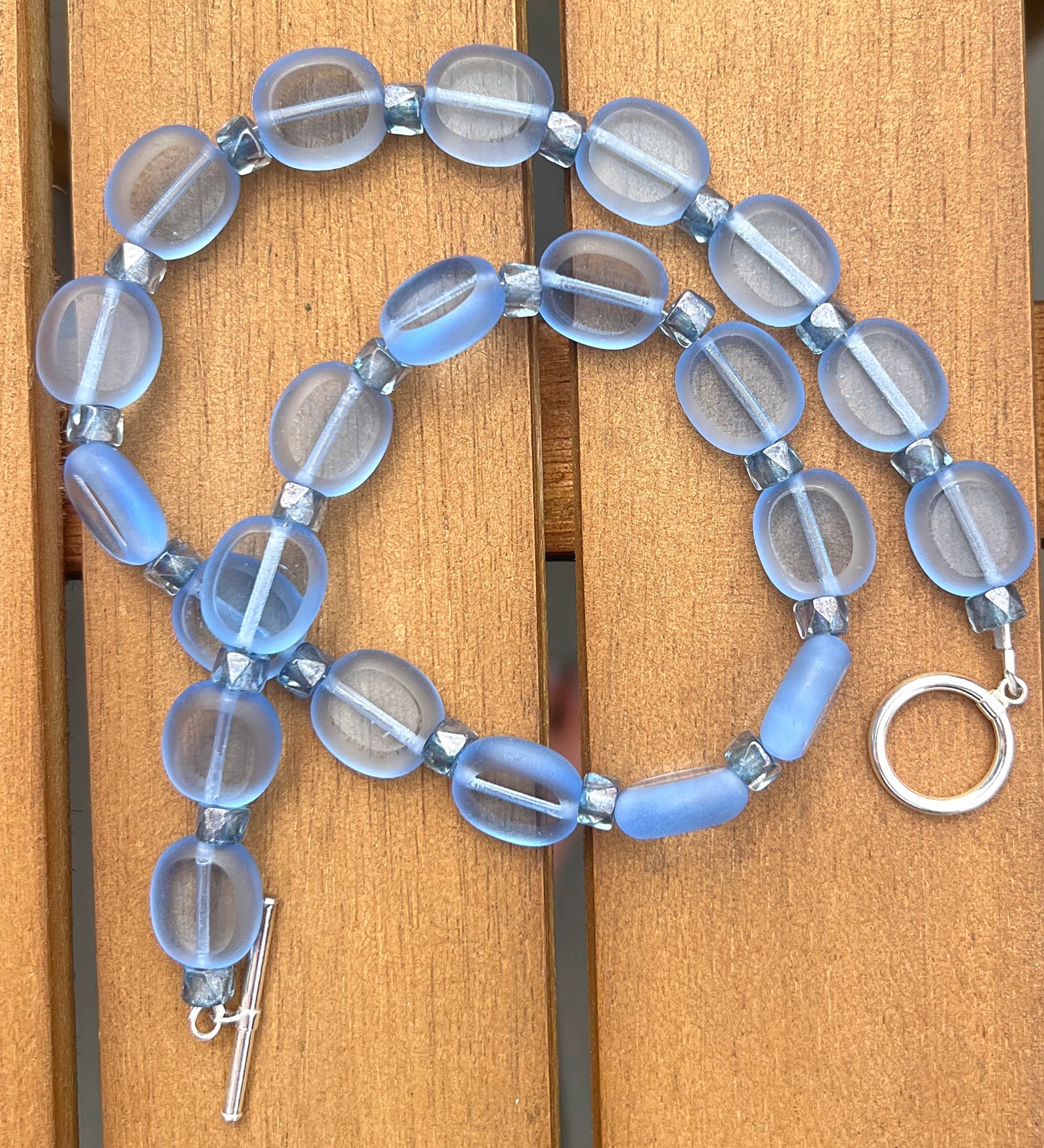 Blue Glass Beaded Necklace