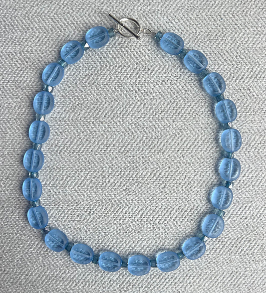 Blue Glass Beaded Necklace
