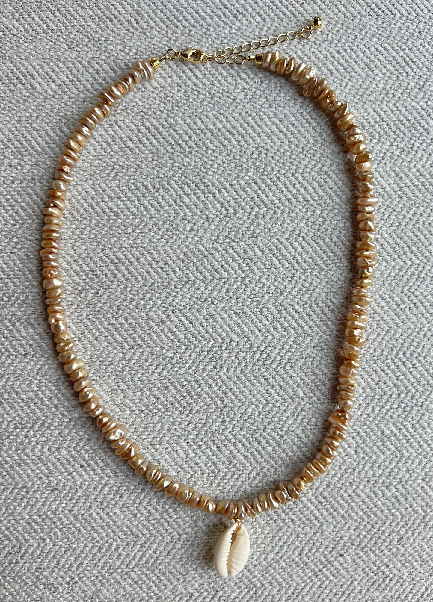 Champagne Chip Pearl & Shell Pendant Necklace