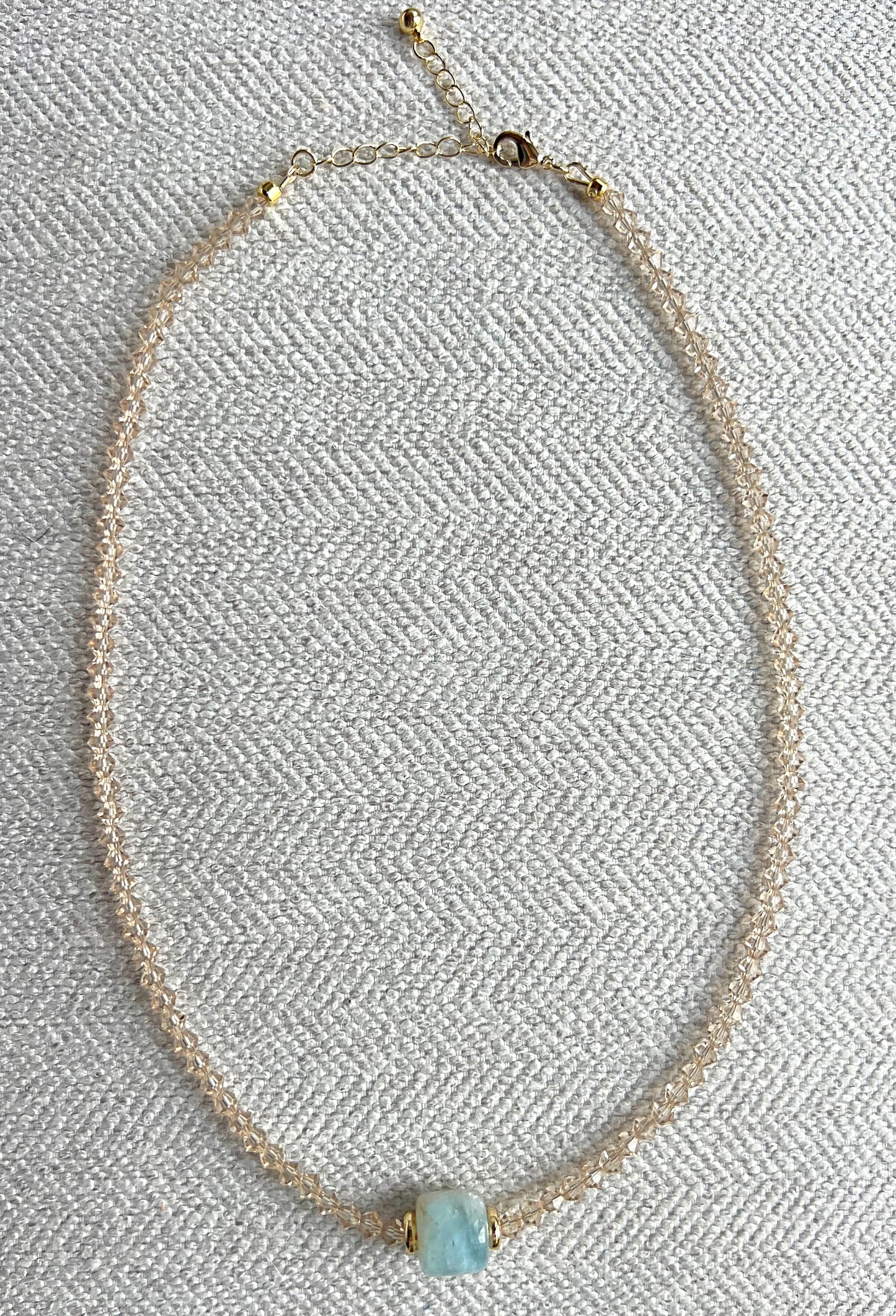 Champagne Crystal & Blue Stone Pendant Necklace