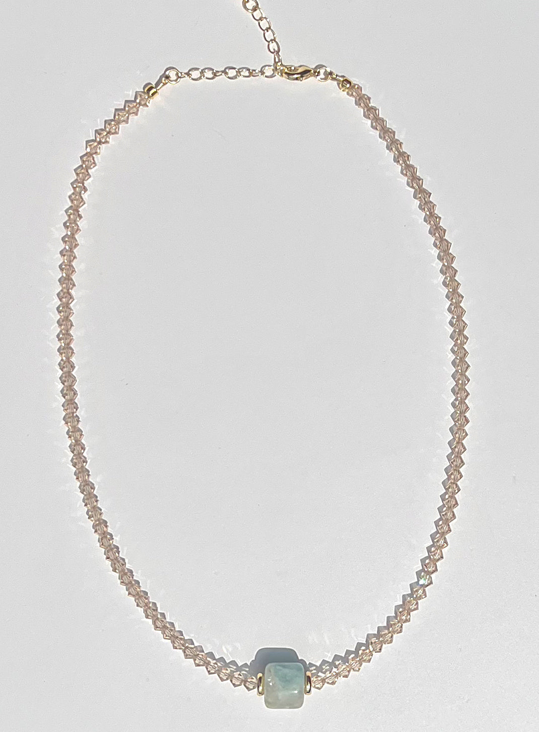 Champagne Crystal & Blue Stone Pendant Necklace