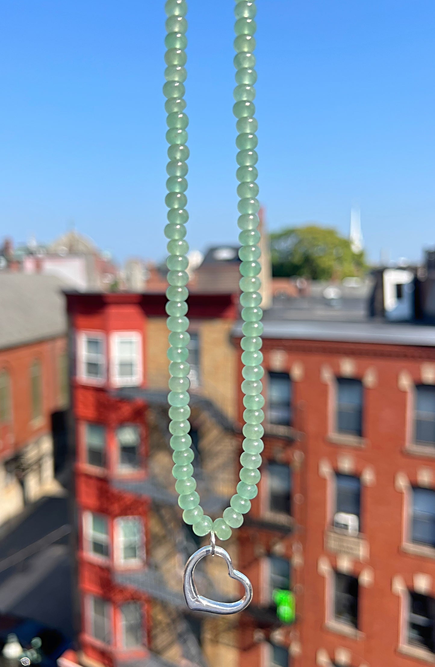 Green & Silver Heart Necklace