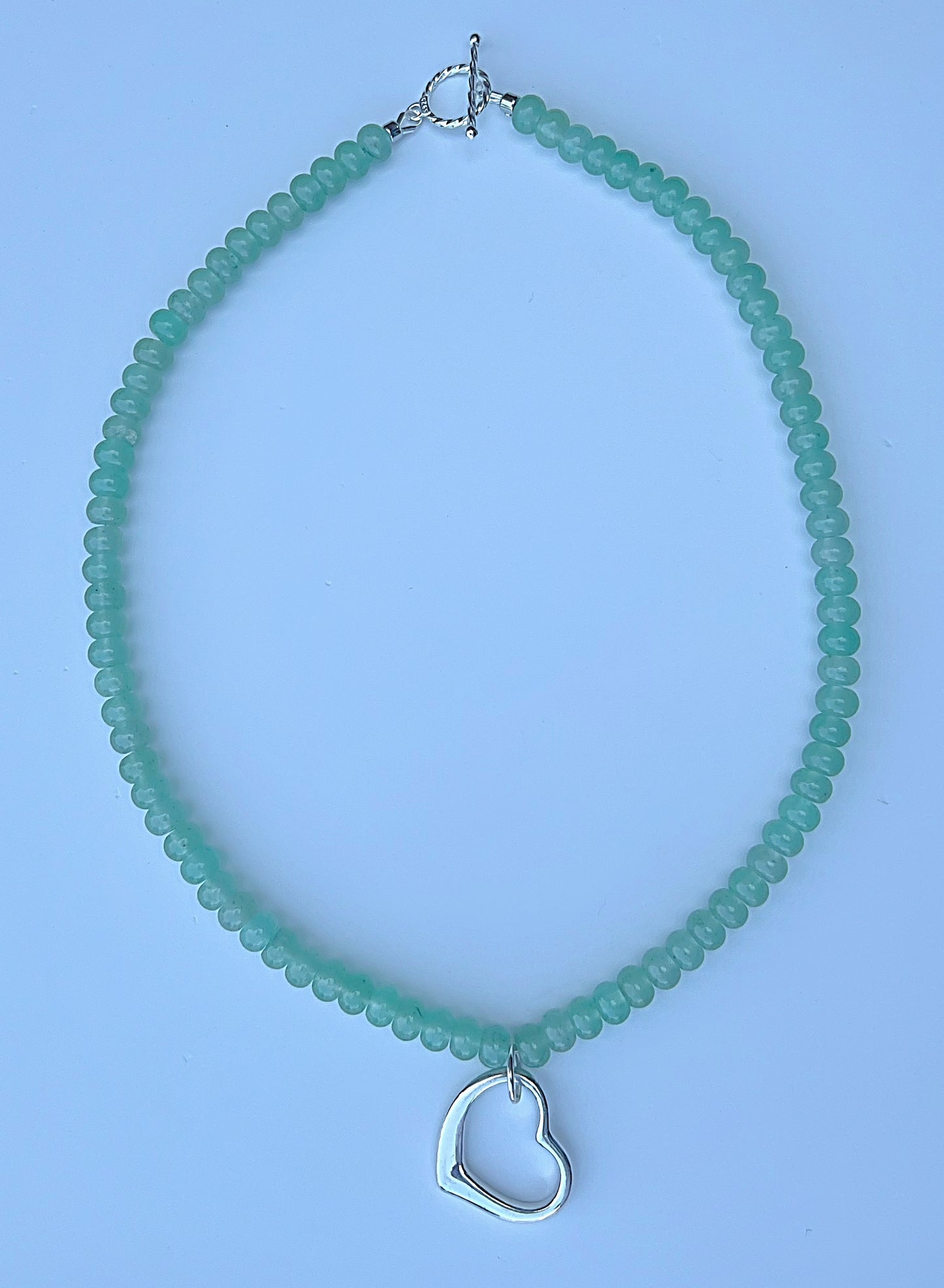 Green & Silver Heart Necklace