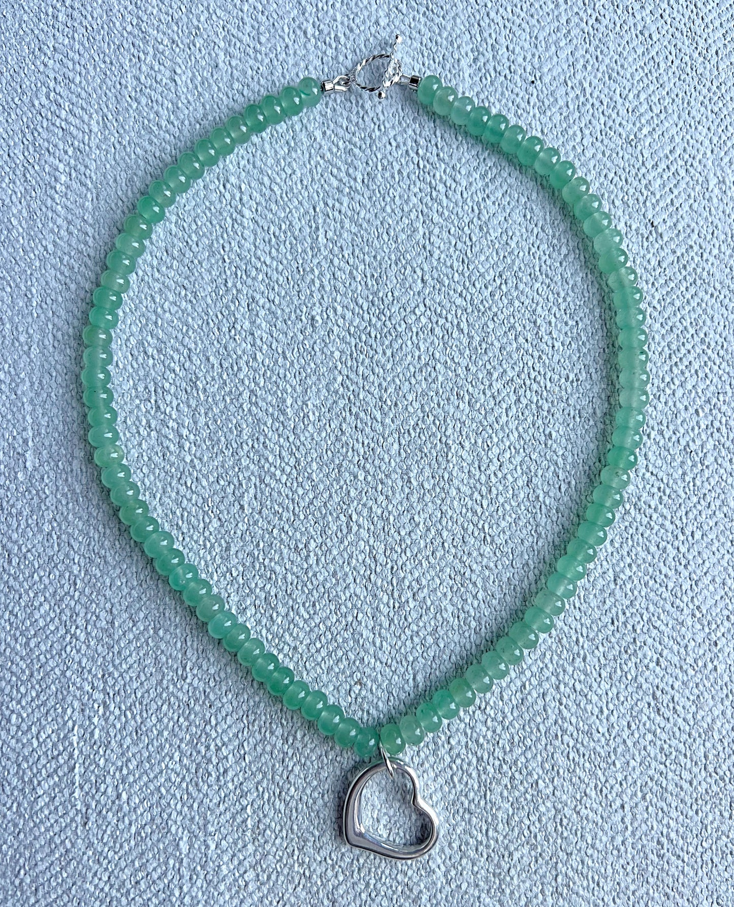 Green & Silver Heart Necklace