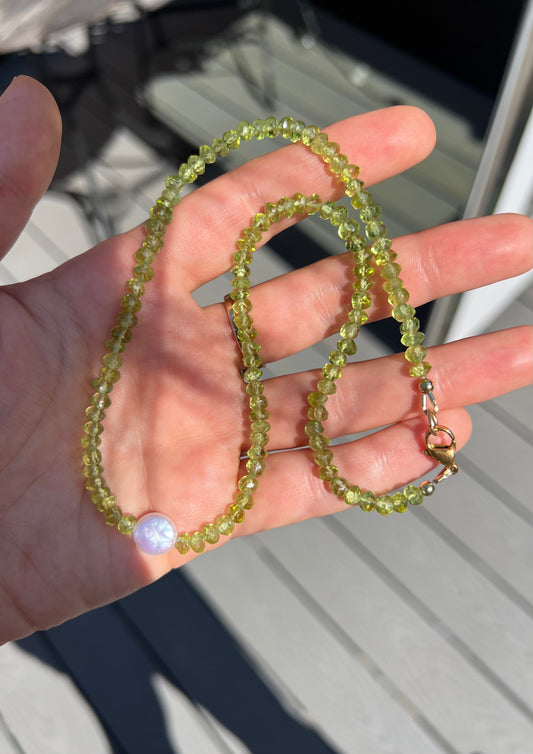 Lime Coin Pearl Necklace
