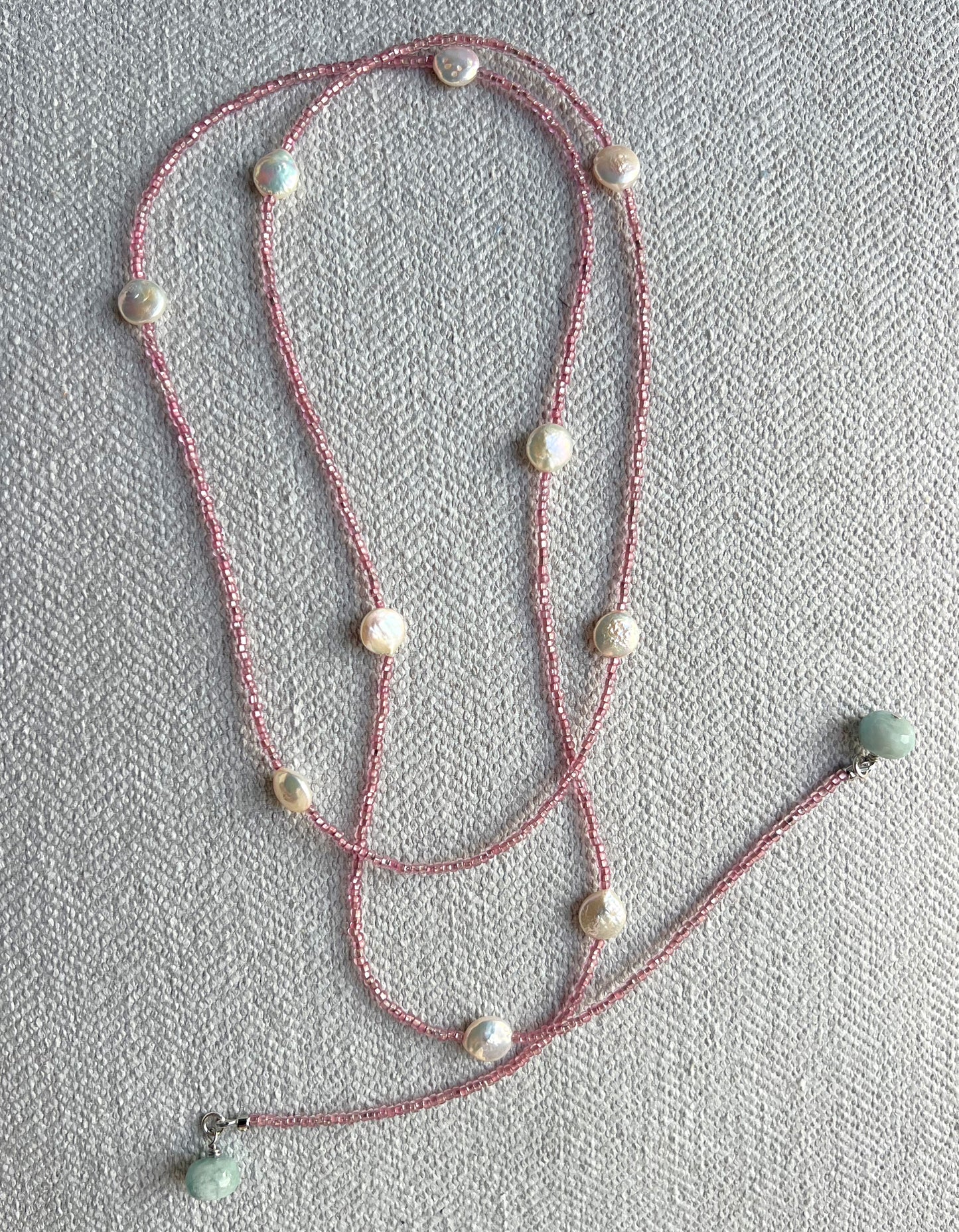 Pink & Pearl Beaded Wrap Necklace