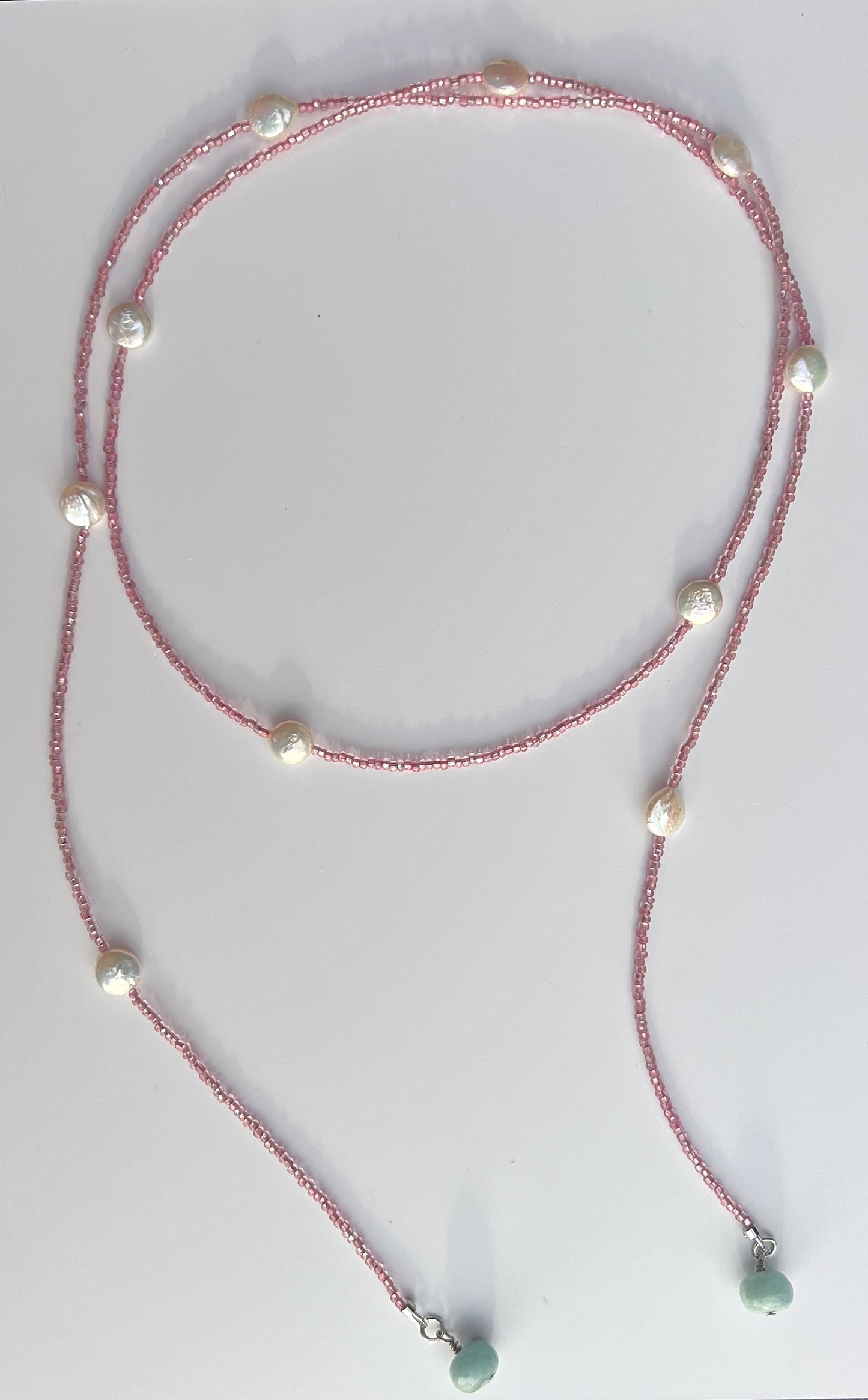 Pink & Pearl Beaded Wrap Necklace