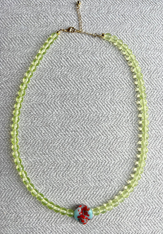 Neon Green Beaded Necklace